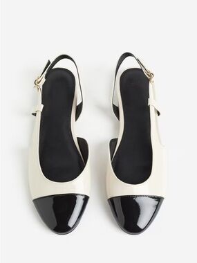 Cream / black Slingback Flats